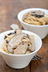 Image showing Italian spaghetti pasta and mushrooms