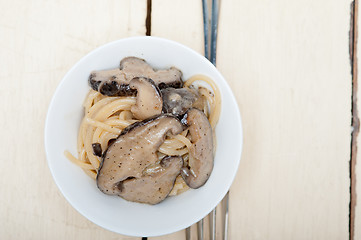 Image showing Italian spaghetti pasta and mushrooms