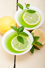 Image showing mint infusion tea tisane with lemon