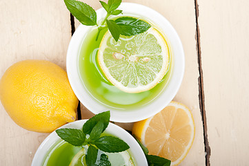 Image showing mint infusion tea tisane with lemon