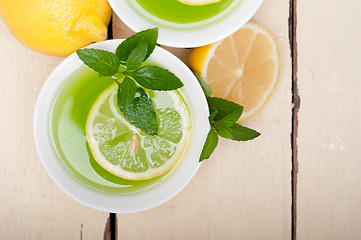 Image showing mint infusion tea tisane with lemon