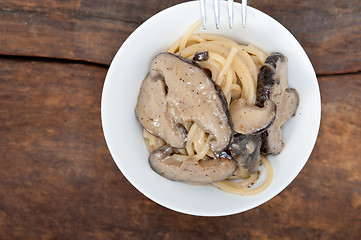 Image showing Italian spaghetti pasta and mushrooms