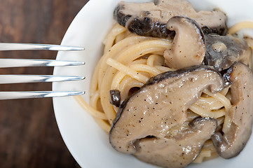 Image showing Italian spaghetti pasta and mushrooms