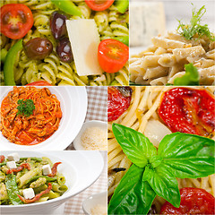 Image showing collection of different type of Italian pasta collage