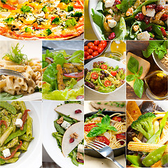 Image showing healthy and tasty Italian food collage