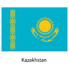 Image showing Flag  of the country  kazakhstan. Vector illustration. 