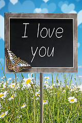 Image showing Chalkboard with text I love you