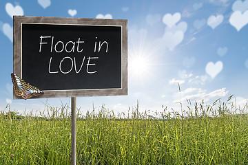 Image showing Chalkboard with text Float in LOVE