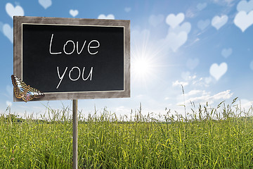Image showing Chalkboard with text Love you