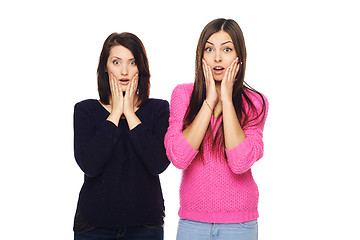 Image showing Two surprised girls