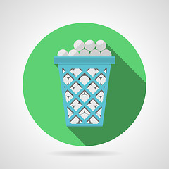 Image showing Flat vector icon for golf. Blue basket with balls