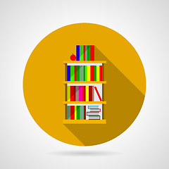 Image showing Flat vector icon for bookshelf with colorful books