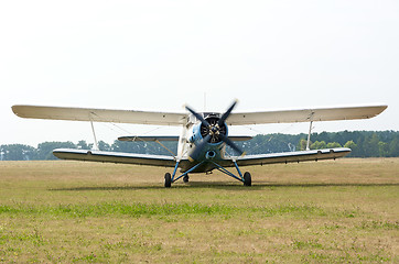 Image showing AN2 airplane with rotating propeller.