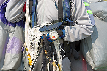 Image showing Skydiver with an open parachute.