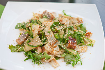 Image showing Salad with smoked eel