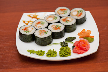 Image showing sushi rolls with crabs meat