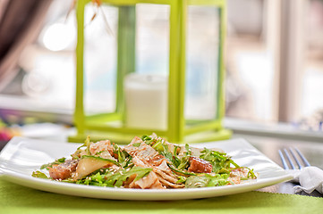 Image showing Salad with smoked eel