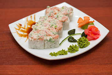 Image showing Roll with cream sauce, salmon fish