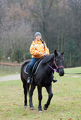 Image showing Girl and horse