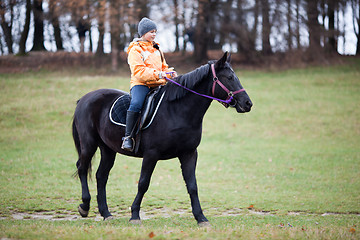 Image showing Girl and horse
