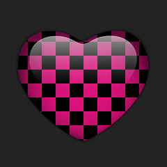 Image showing alentines Day Glossy Emo Heart. Pink and Black Checkers