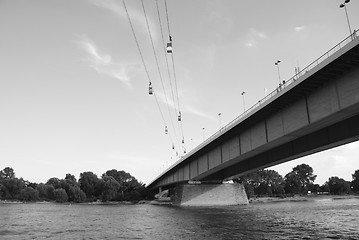 Image showing Cable cars cross the Rhine in Cologne, Germany