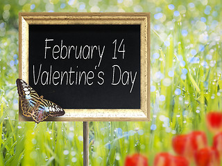 Image showing Chalkboard with text February 14 Valentines Day