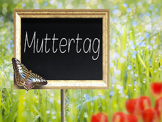 Image showing Chalkboard with german text Muttertag