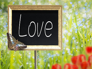 Image showing Chalkboard with text Love