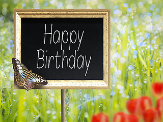 Image showing Chalkboard with text Happy Birthday