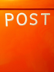 Image showing Metal orange mailbox