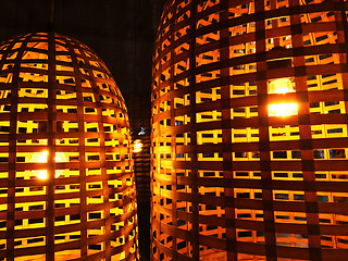 Image showing Lamps with wicker lampshades