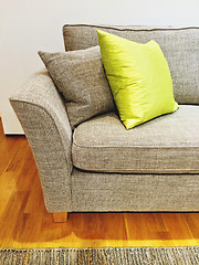 Image showing Gray sofa with cushions in the living room