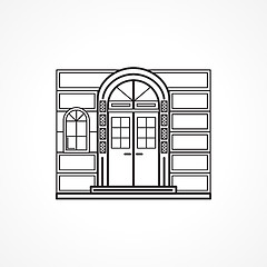 Image showing Facade arch door black line vector icon