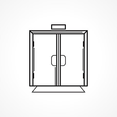 Image showing Indoors glass door black line vector icon