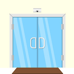 Image showing Flat vector illustration of transparent glass door