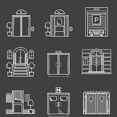 Image showing Contour icons vector collection of different types doors