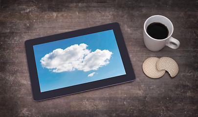 Image showing Cloud-computing connection on a digital tablet pc