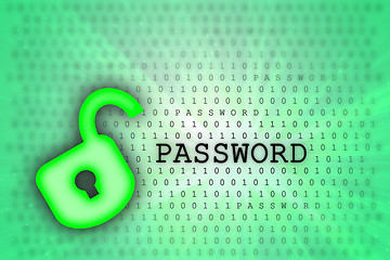 Image showing Abstract background, binary code and lock icon
