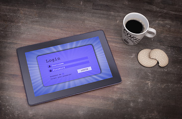 Image showing Login interface on tablet - username and password