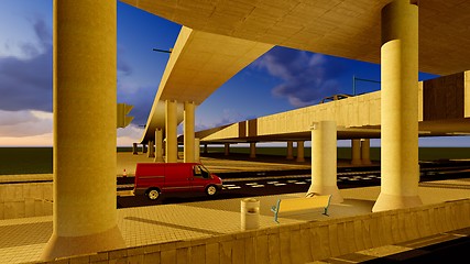 Image showing Under the highway. Urban scene 