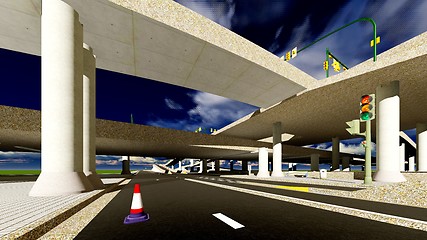 Image showing Under the highway. Urban scene 