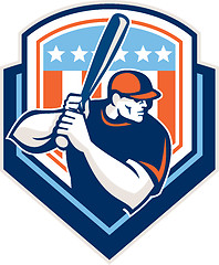 Image showing American Baseball Batter Hitter Shield Retro