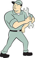 Image showing Mechanic Hold Spanner Wrench Cartoon