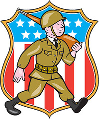 Image showing World War Two Soldier American Cartoon Shield