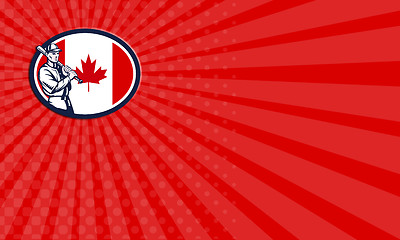 Image showing Business card Canadian Baseball Batter Canada Flag Retro