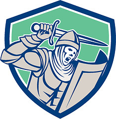 Image showing Crusader Knight With Sword and Shield Retro