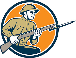 Image showing World War One Soldier American Retro Circle