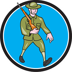 Image showing World War One Soldier British Marching Circle Cartoon