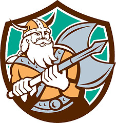 Image showing Viking Raider Barbarian Warrior Axe Shield Retro